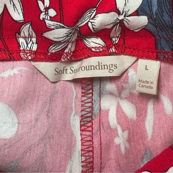 Soft Surroundings Red Floral Pants Womens Large Ponte Bold Career Work Stretch - Picture 4 of 8